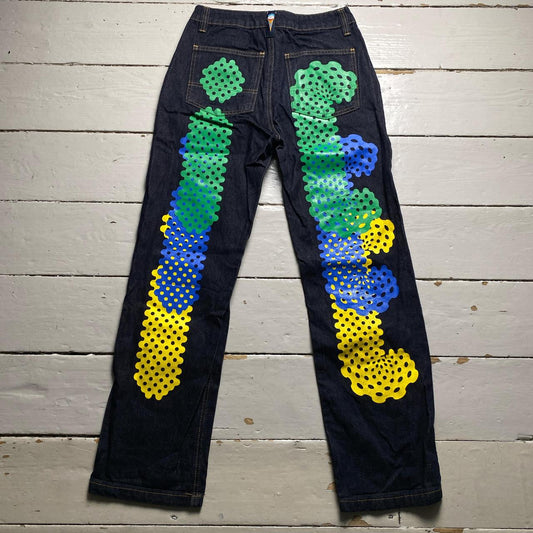 Ice Cream Big Print Graphic Jeans Green Blue and Yellow