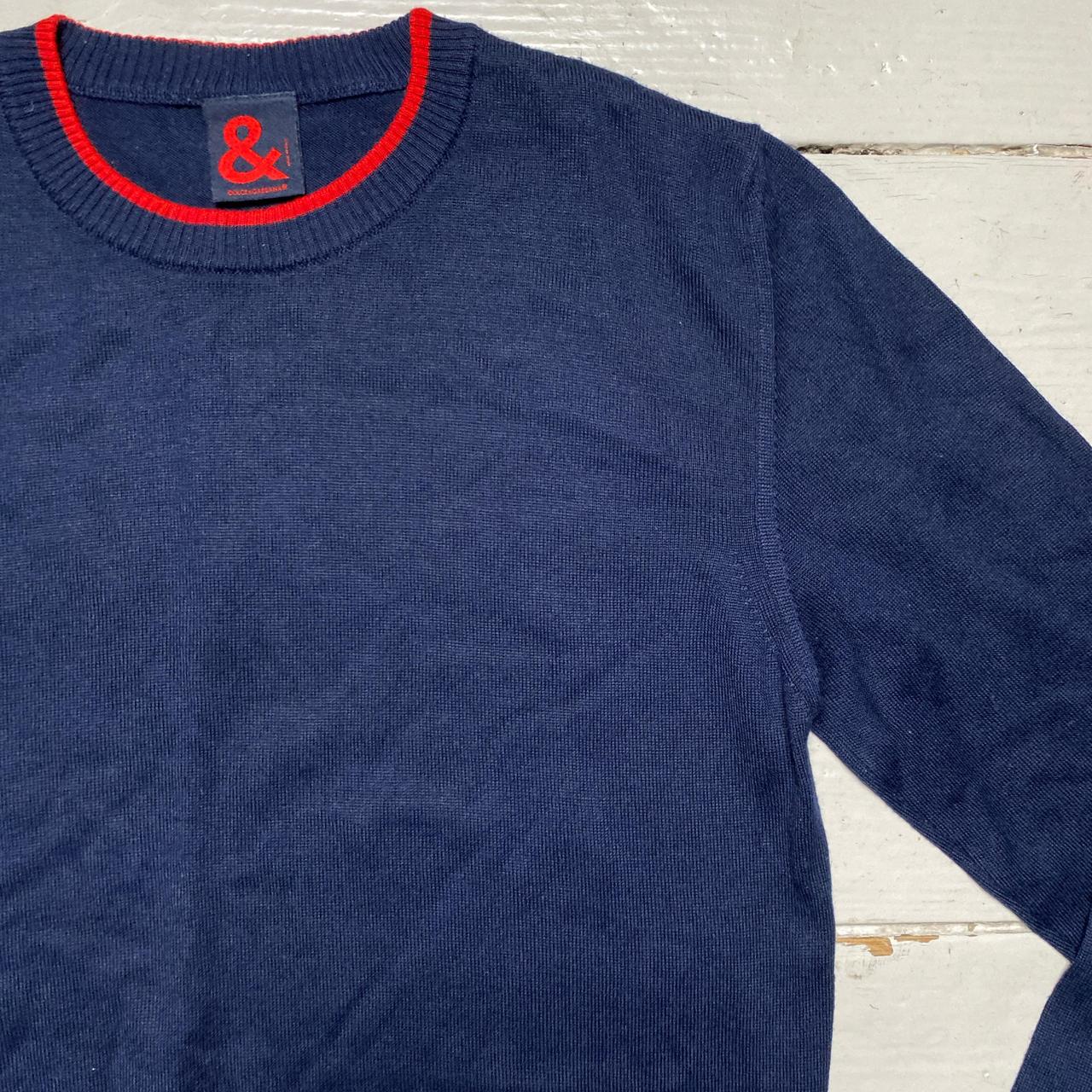 Dolce and Gabbana Navy and Red Crewneck Jumper