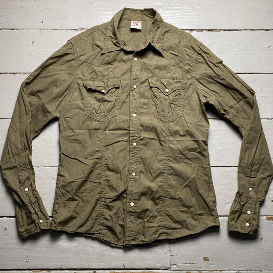 True Religion Khaki Green Stitch Shirt