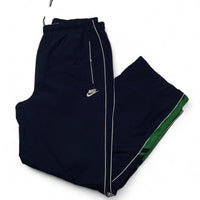 Nike Vintage y2k Navy White and Green Shell Trackpant Bottoms (XL)
