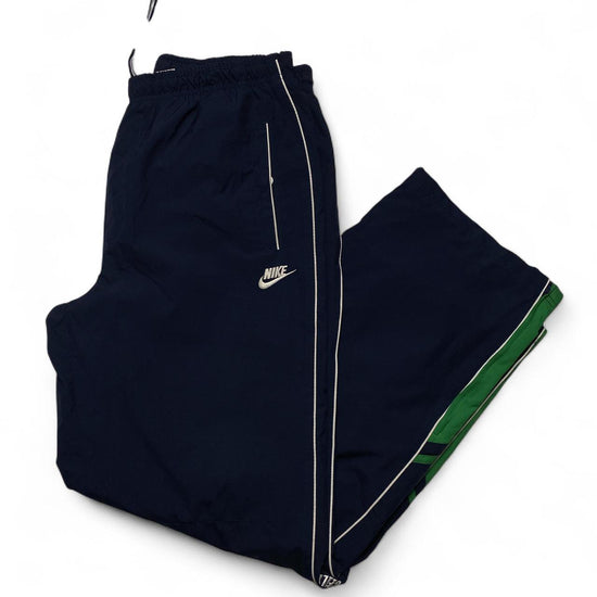 Nike Vintage y2k Navy White and Green Shell Trackpant Bottoms (XL)