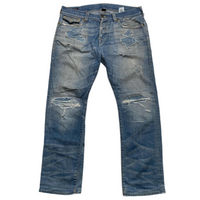 True Religion Ricky Baggy Light Blue Distressed Jeans (36W)