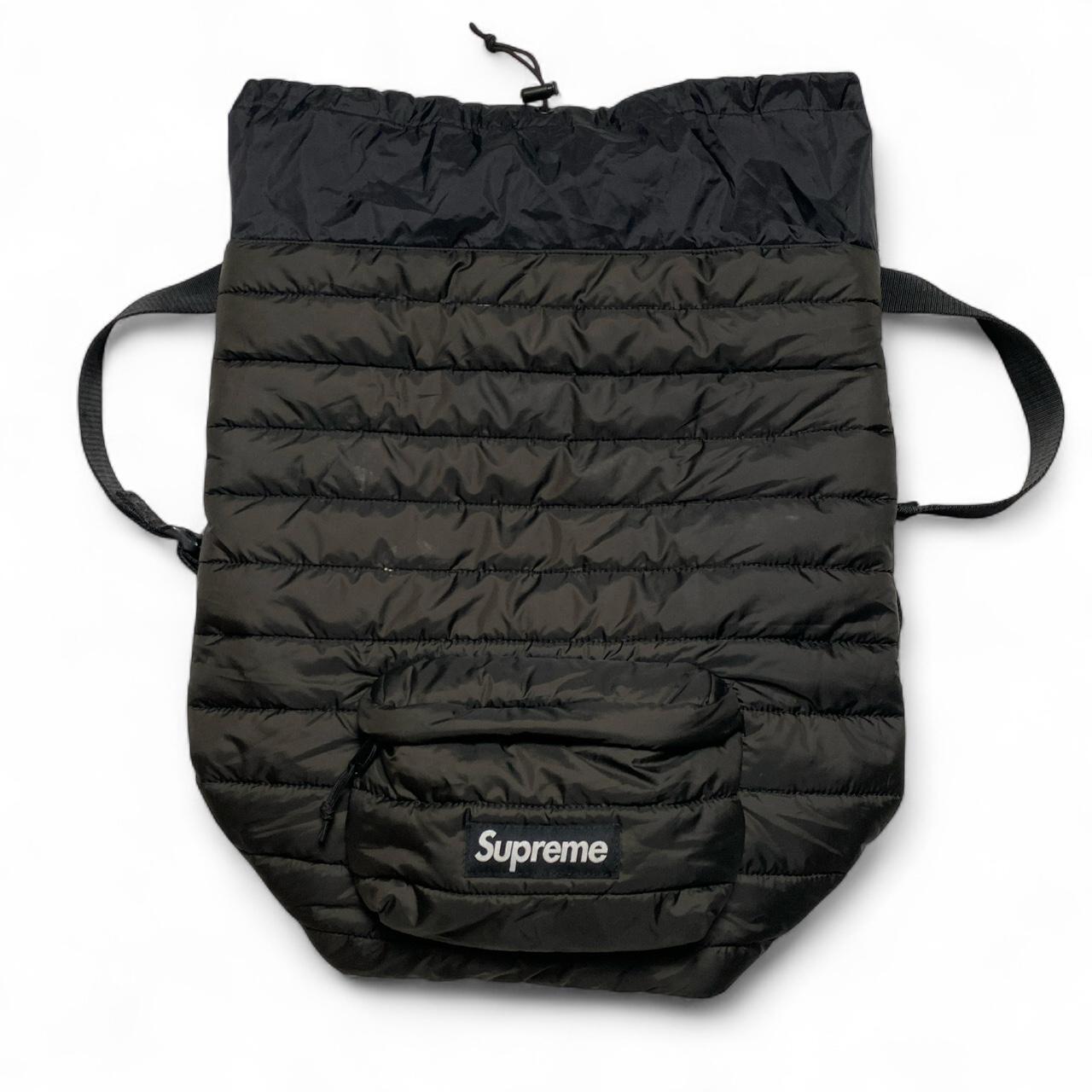 Supreme Pertex Quantum Puffer Down Filled Jacket Black and White Box Logo Backpack Bag