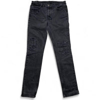 Ksubi Charcoal Grey Slim Distressed Patchwork Slim Jeans (34W)