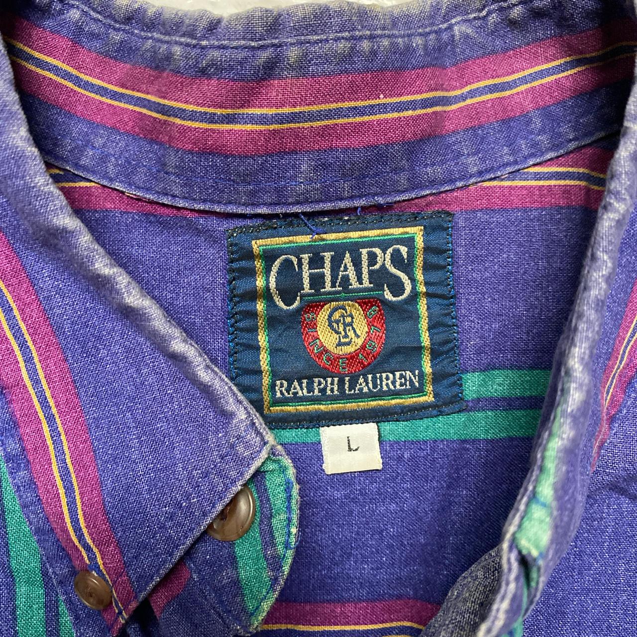 Chaps Vintage 90’s Purple and Green Striped Long Sleeve Shirt (L)