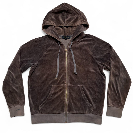 Juicy Couture Womens Velour Brown Jewel Zip Hoodie