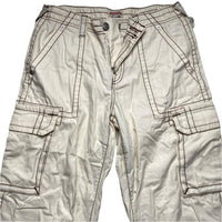 True Religion Baggy Cream and Brown Embroidery Cargo Trousers (28W)