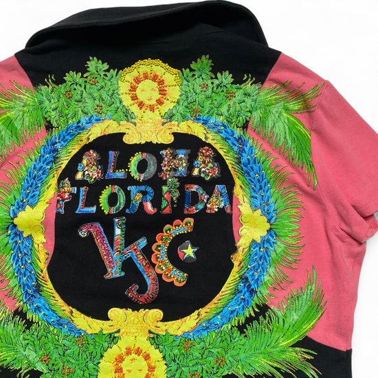 Versace Jeans Couture Aloha Florida Floral Bead Design y2k Womens Polo Top (M)