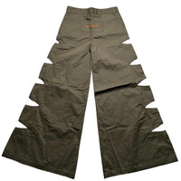 Criminal Damage Rib Cut Baggy Parachute Combat Slit Cargo Trousers Khaki Green and Orange (26W)