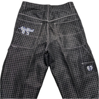 New York 05 Vintage 90’s Baggy Skateboard Carpenter Cargo Black Silver Grid Jeans (36W)