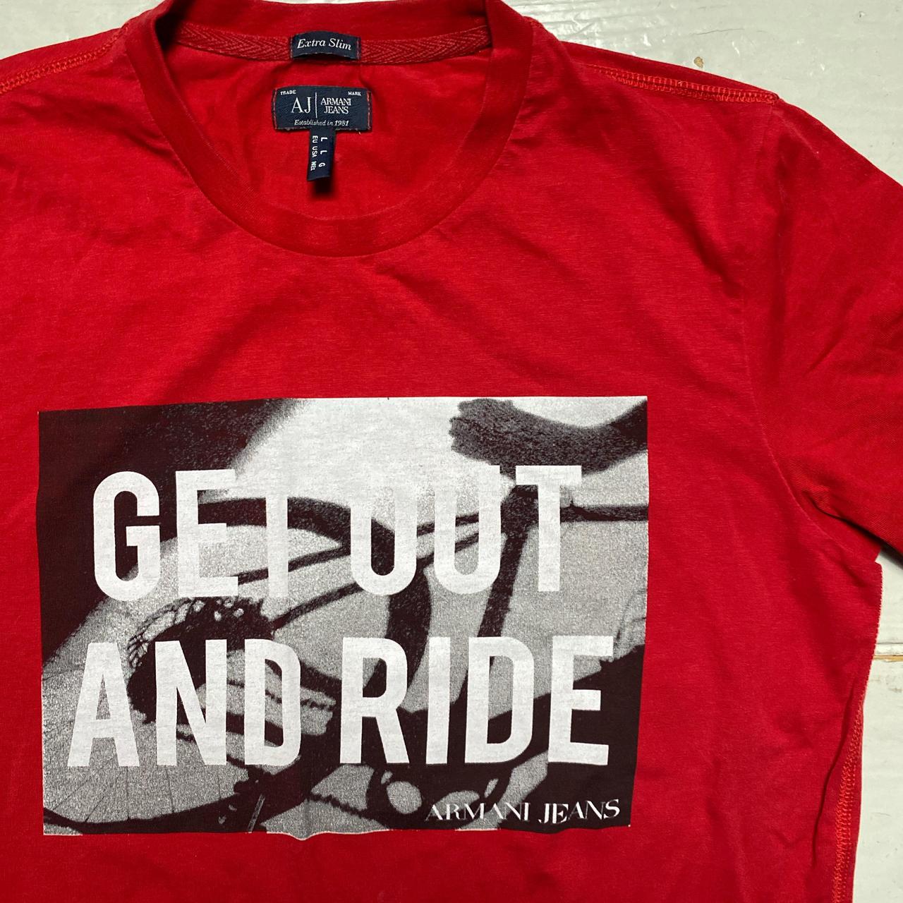 Armani Jeans Red Slim Fit Bike T Shirt