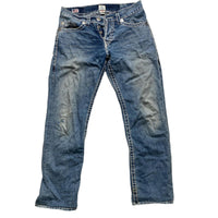 True Religion Geno Super T Light Blue White Stitch Stonewash Jeans (34W)