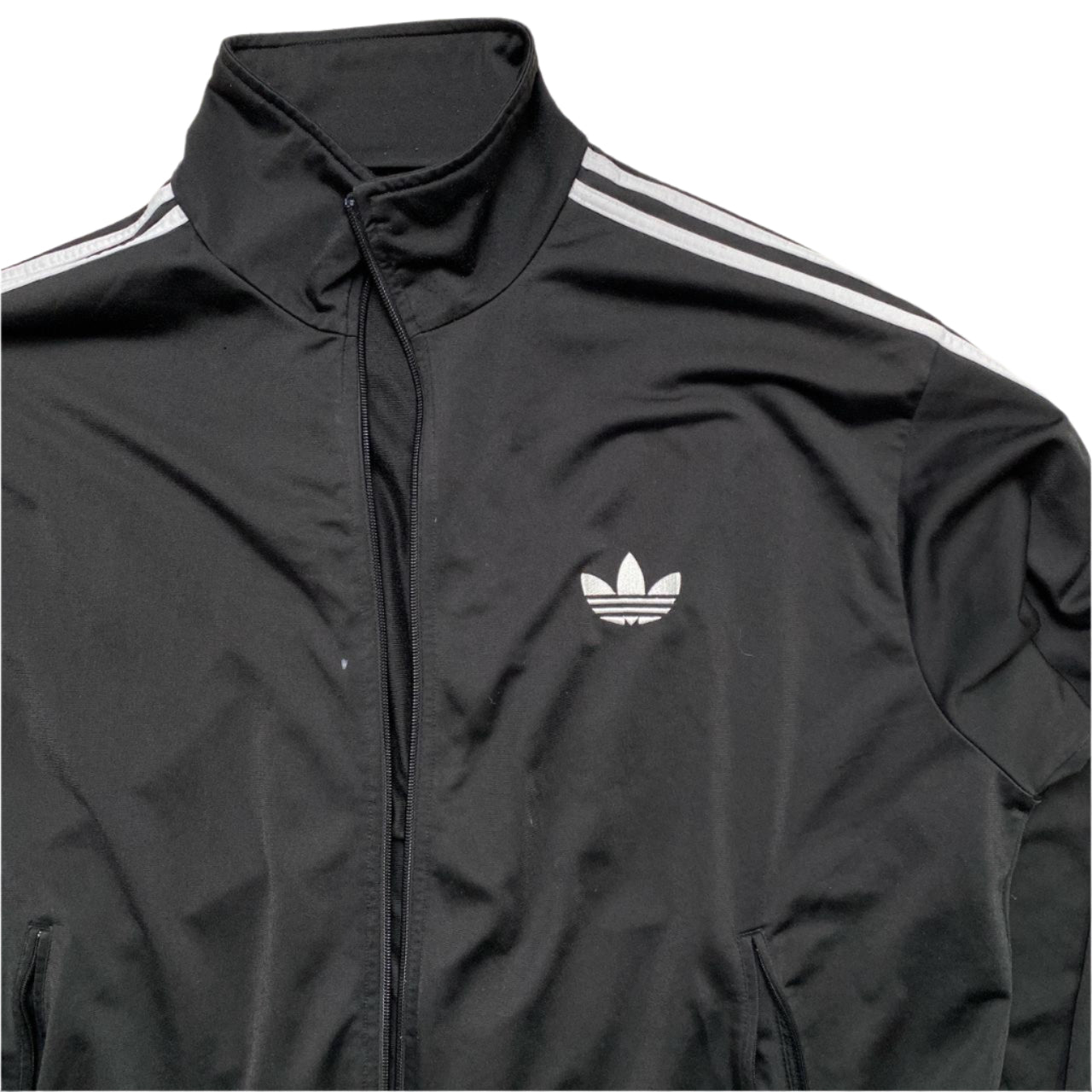 Adidas Originals Black and White Striped Tracksuit Jacket (2XL)