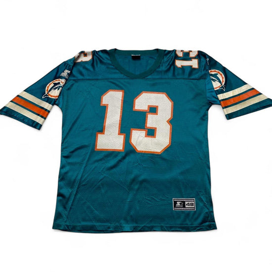Starter Miami Dolphins Marino 13 Vintage Turquoise Orange And White NFL Jersey (L)