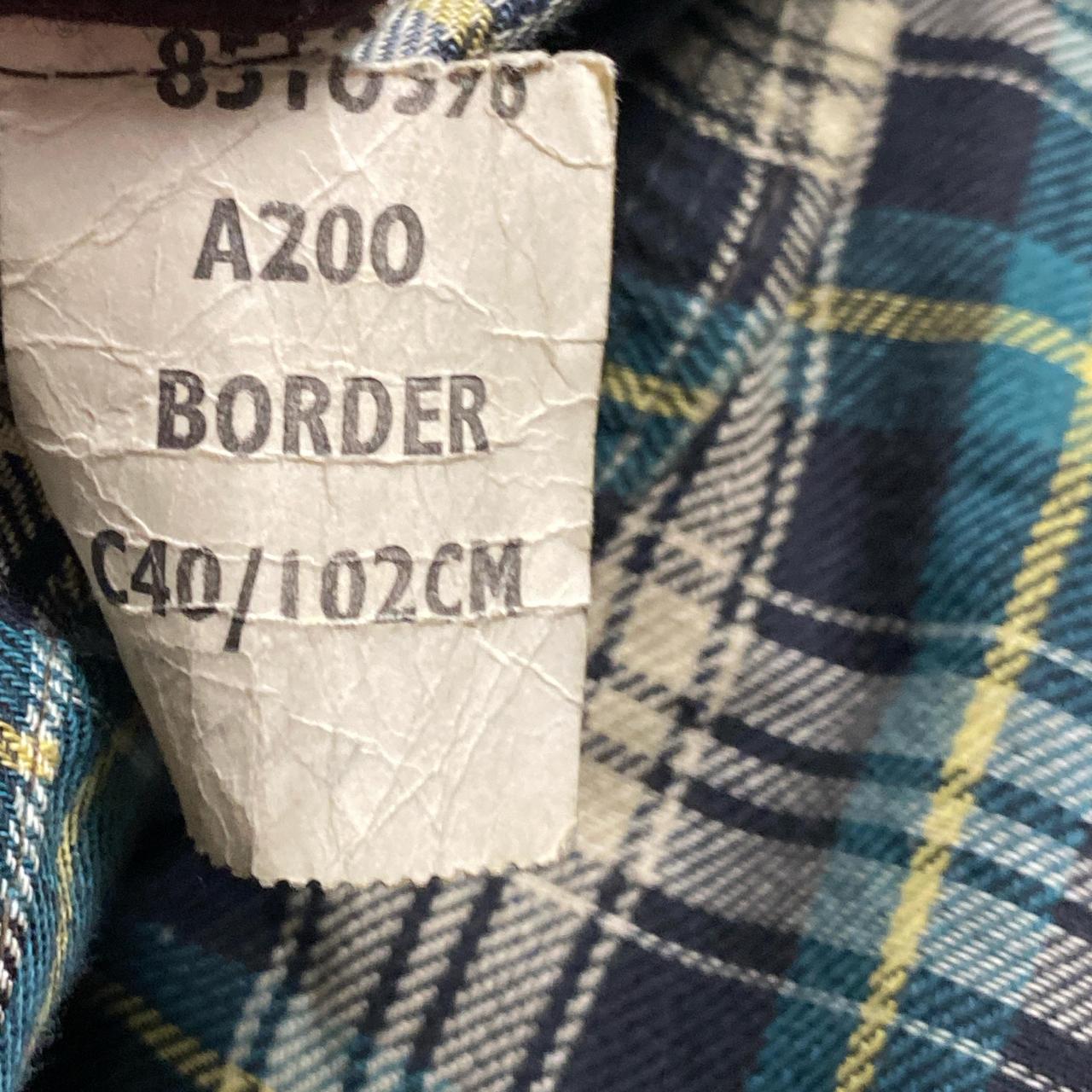 Barbour Waxed Border Khaki Green Tartan Parka Hooded Jacket (L)