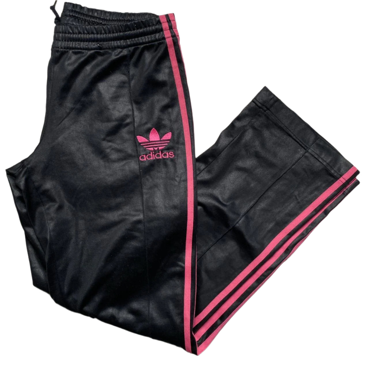 Adidas Chile Black and Pink Womens Trackpant Bottoms (L)