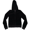Juicy Couture Black and Pink Diamante Velour Hoodie (M)