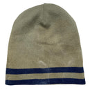 Always Do What You Should Do Khaki Green and Navy Blue Striped Reversible Beanie Hat