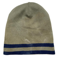 Always Do What You Should Do Khaki Green and Navy Blue Striped Reversible Beanie Hat
