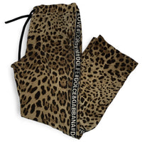 Dolce and Gabbana Womens Vintage Leopard Print Silk Lounge Tracksuit Bottoms (L)