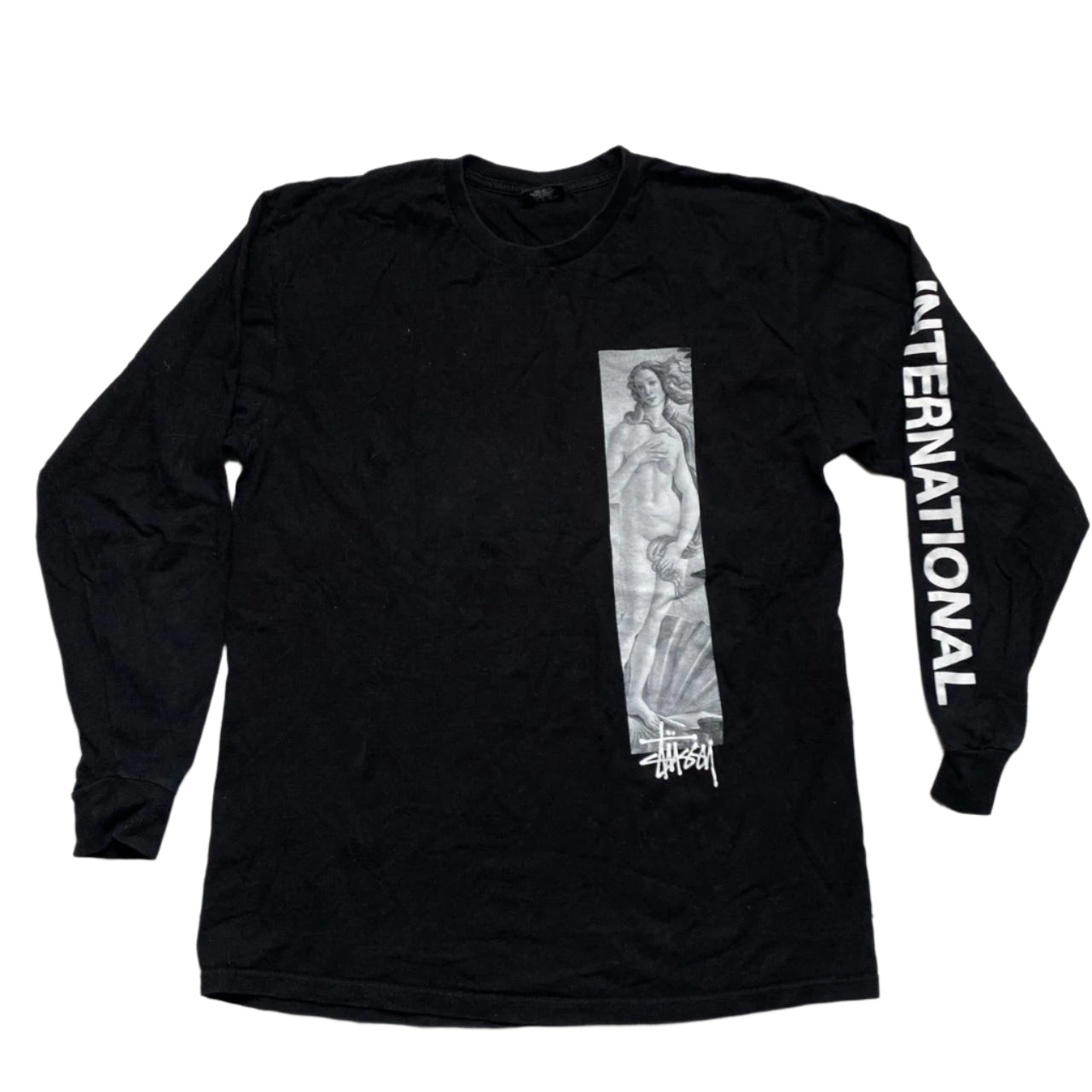 Stussy Long Sleeve Black and White T Shirt (L)