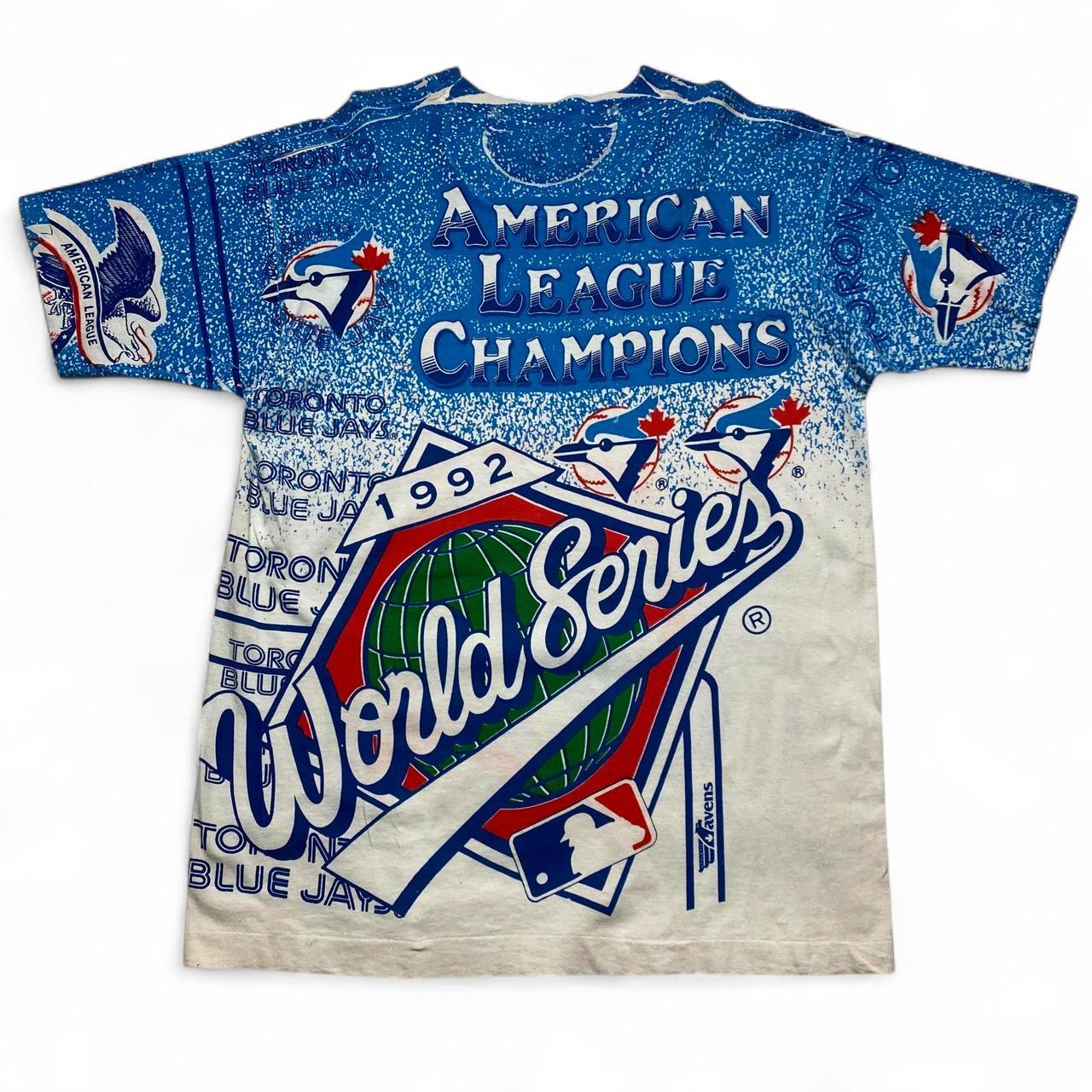 Toronto Blue Jays World Series League Champions 1992 90’s T Shirt White and Blue (XL)