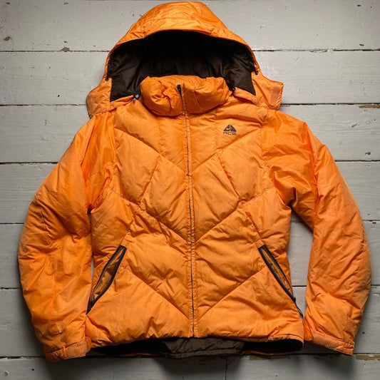 Nike ACG Orange and Brown Womens Vintage Puffer Jacket Coat