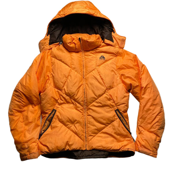 Nike ACG Orange and Brown Womens Vintage Puffer Jacket Coat (L)