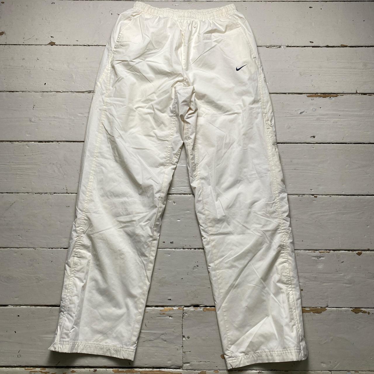 Nike Cream White and Navy Swoosh Baggy Trackpant Shell Bottoms