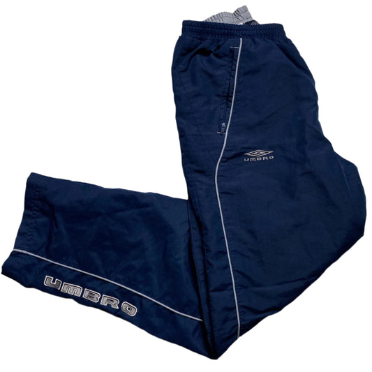 Umbro Navy and White Shell Trackpant Bottoms (S)