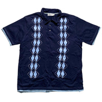 Yves Saint Laurent Navy Repeat Diamond Logo YSL Vintage Polo Shirt (2XL)