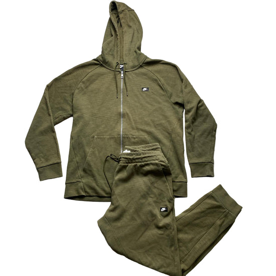 Nike Khaki Box Logo Black and White Swoosh Tracksuit (L)