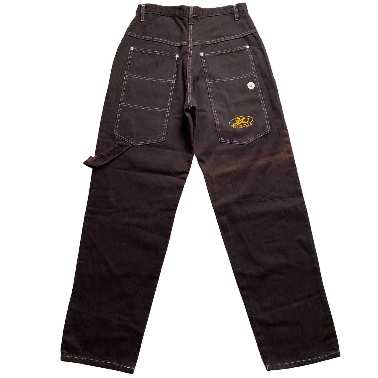 AMC Jeanswear Vintage 90’s Baggy Brown White Stitch Cargo Carpenter Jeans (32W)