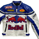 Redbull Vintage Leather Biker Motorcycle Bomber Jacket (XS)