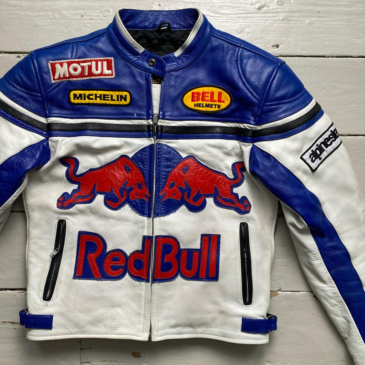 Redbull Vintage Leather Biker Motorcycle Bomber Jacket