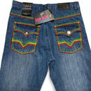 Raw Blue Rasta Big Tri Stitch Baggy Blue Y2K Jeans (34W)