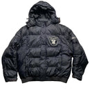 NFL Raiders Reebok Vintage Black Grey and White Puffer Jacket (XL)