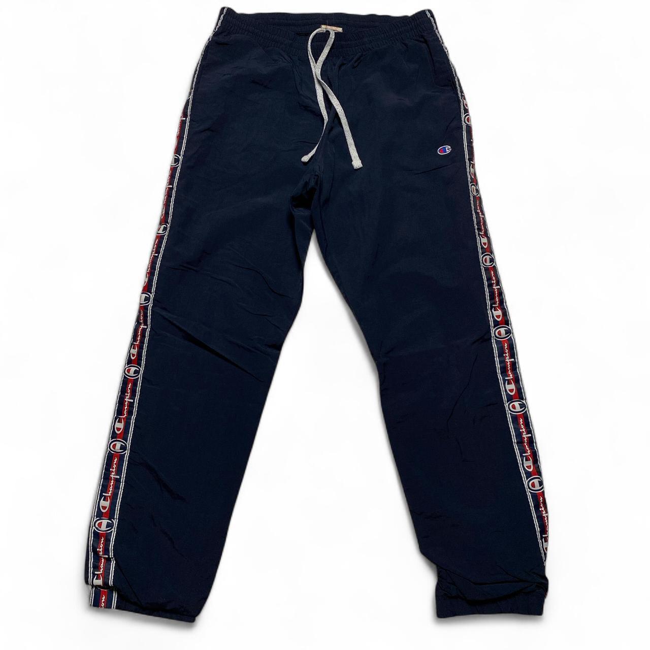 Champion Navy and White Shell Trackpant Bottoms