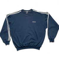Adidas Vintage Navy and White Jumper (L)