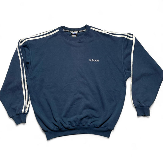 Adidas Vintage Navy and White Jumper (L)