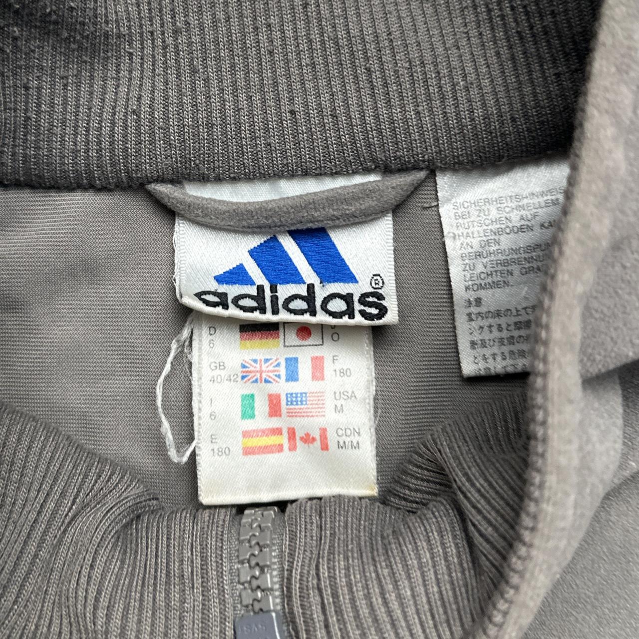 Adidas Vintage Velour Grey and White Bomber Tracksuit Jacket