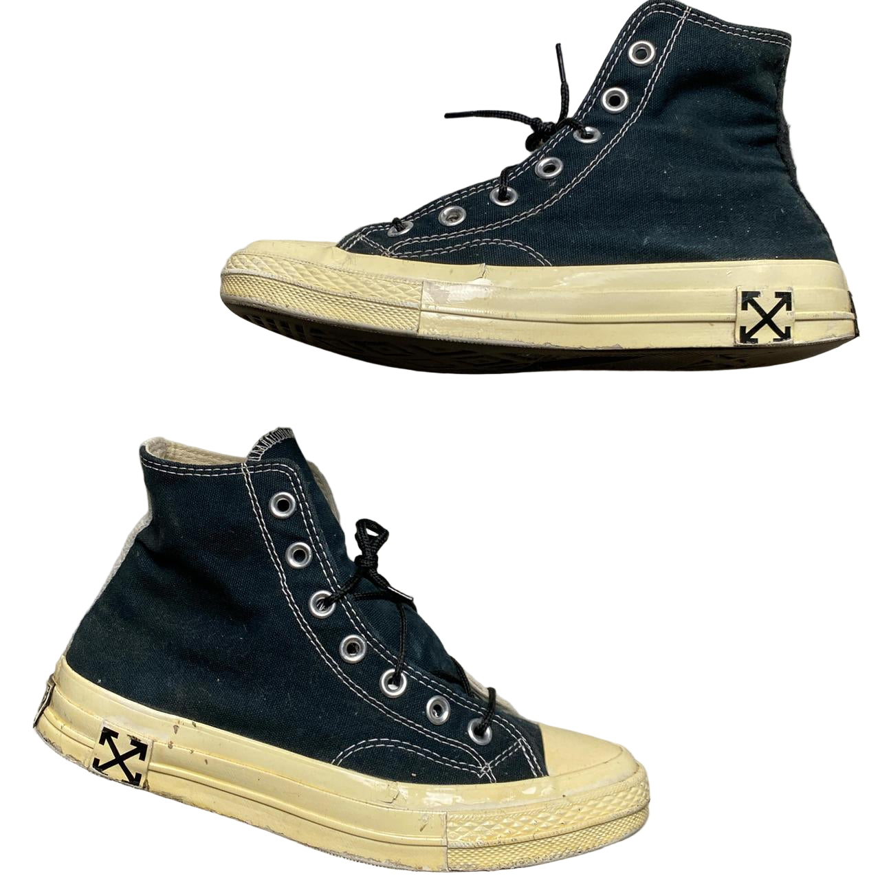 Converse Off White Black and White High Tops (UK 6)