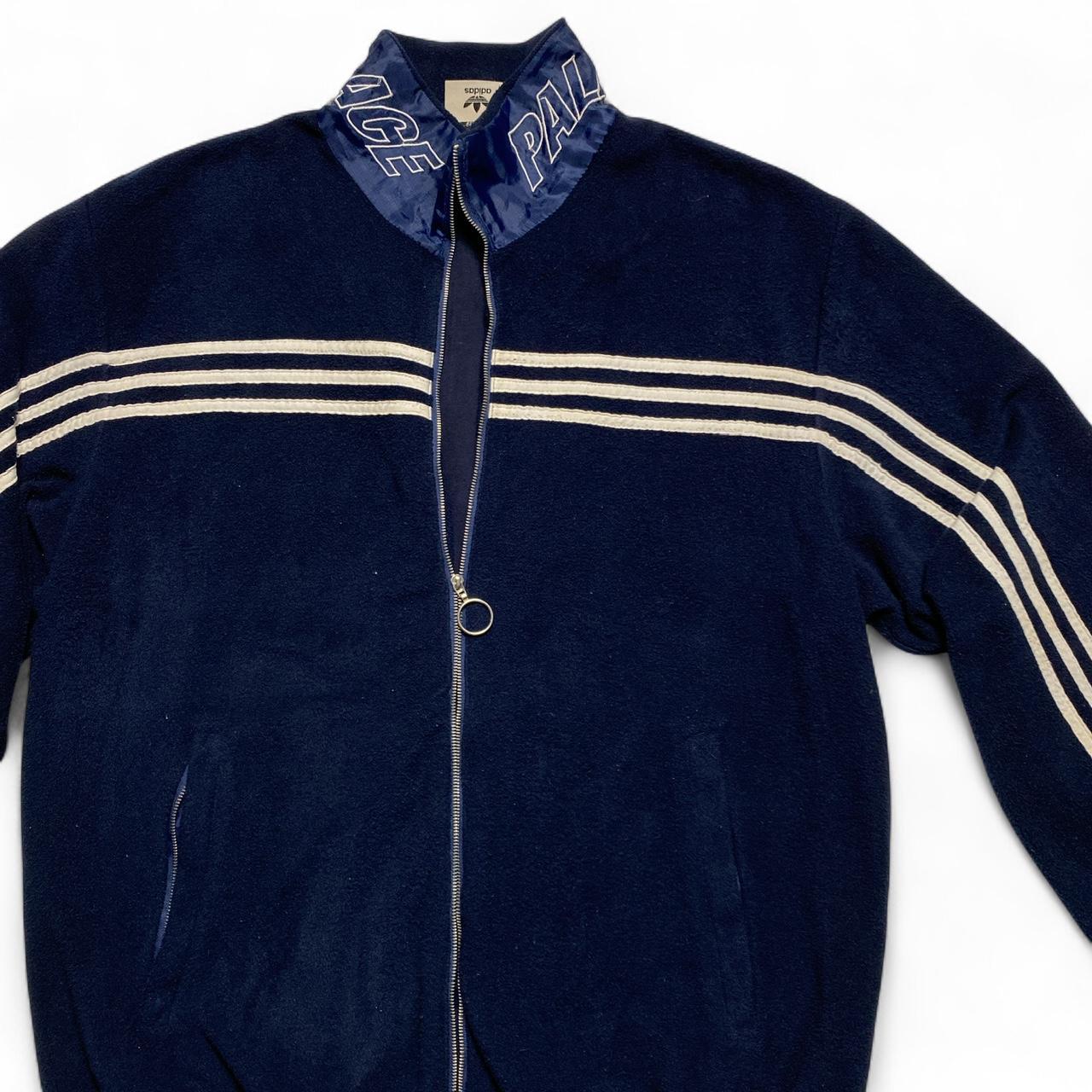 Adidas Palace Navy Fleece Zip Jumper Navy and White