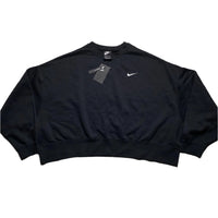 Nike Cropped Black and White Swoosh Baggy Jumper (XL)