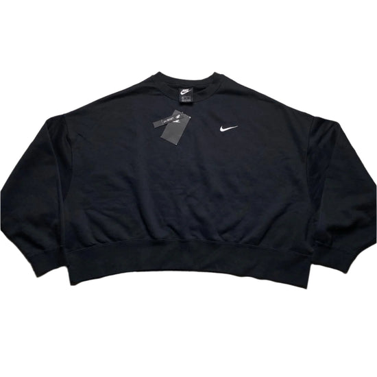Nike Cropped Black and White Swoosh Baggy Jumper (XL)