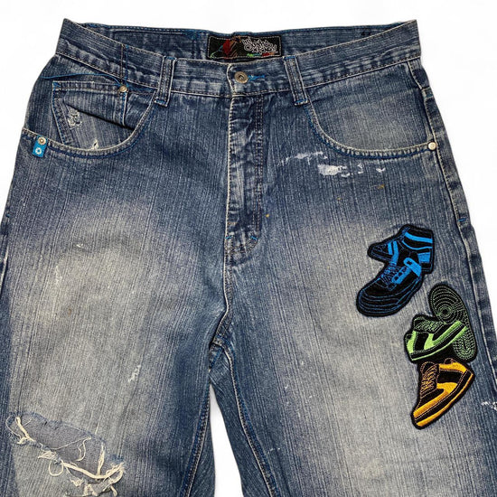 South Pole Vintage Sneaker Embroidery Light Blue Distressed Jeans