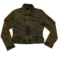 Dickies Womens Cropped Brown Washed Denim Jacket (L)