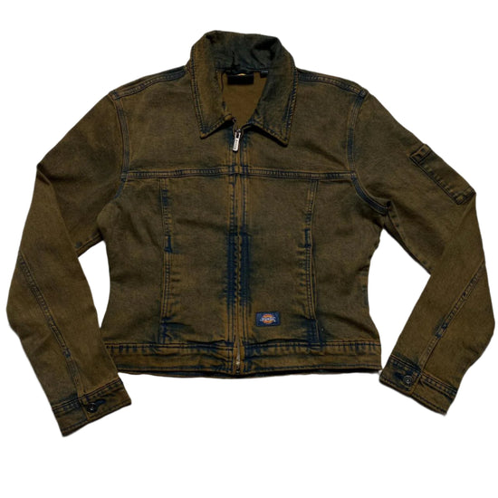 Dickies Womens Cropped Brown Washed Denim Jacket (L)