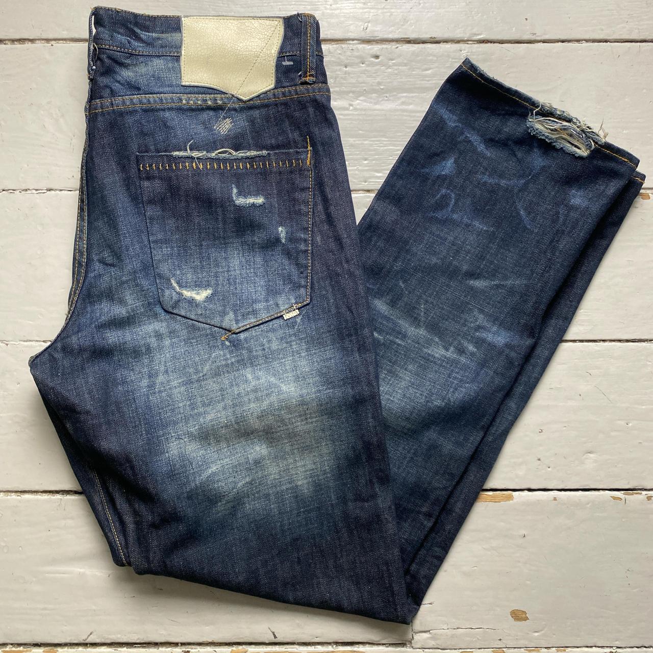 King Krash Distressed Stonewash Navy Jeans