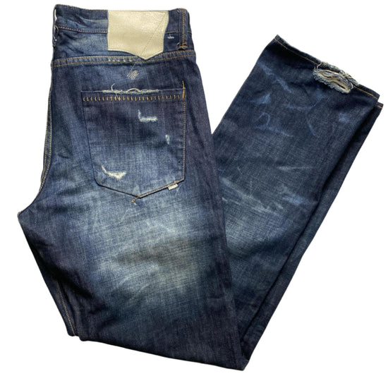King Krash Distressed Stonewash Navy Jeans (38W)